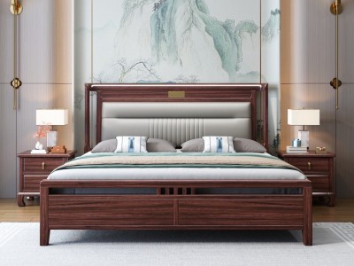 乌金软靠床1.5米/1.8米，75月牙床边/可配静音床边/可 - Room芯家居