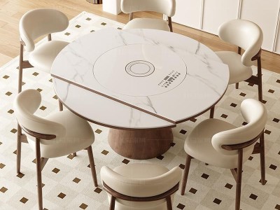 S10#木桶跳台，内嵌式语音暖菜板+火锅电磁炉+电动转盘 - Room芯家居