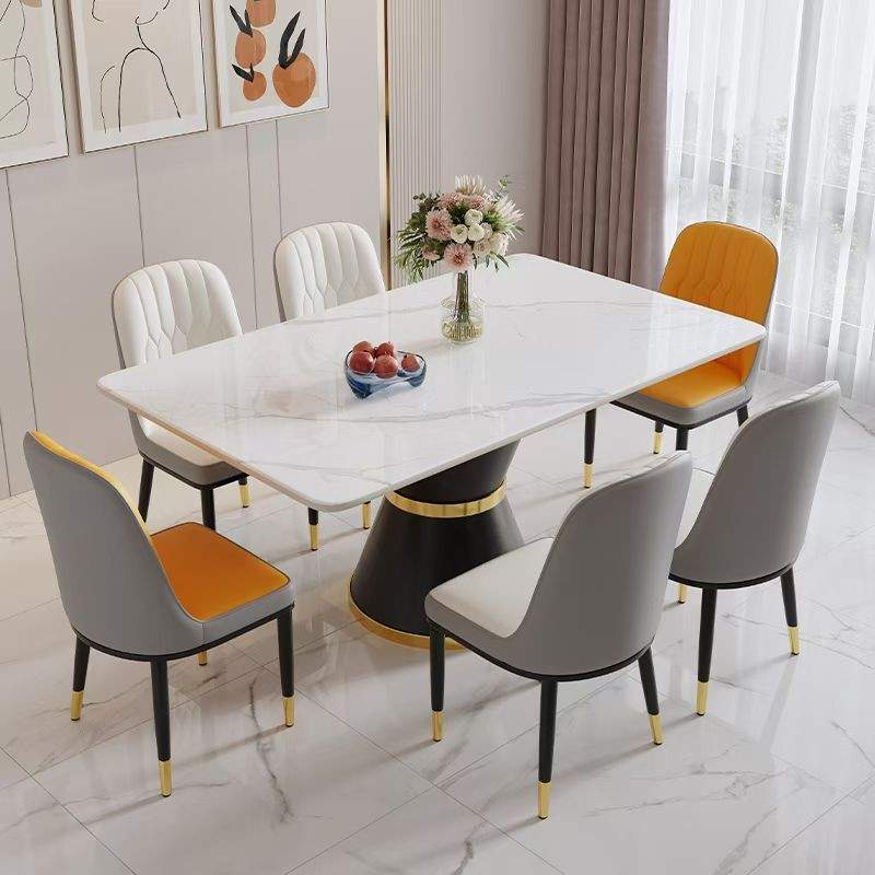 餐桌椅（型号）216# 喇叭筒方桌 （规格）1.3米 1.4米 1.6米 （颜色）黑色 白色筒 （椅子）116小菠萝椅 （材质）碳素钢脚(图1)